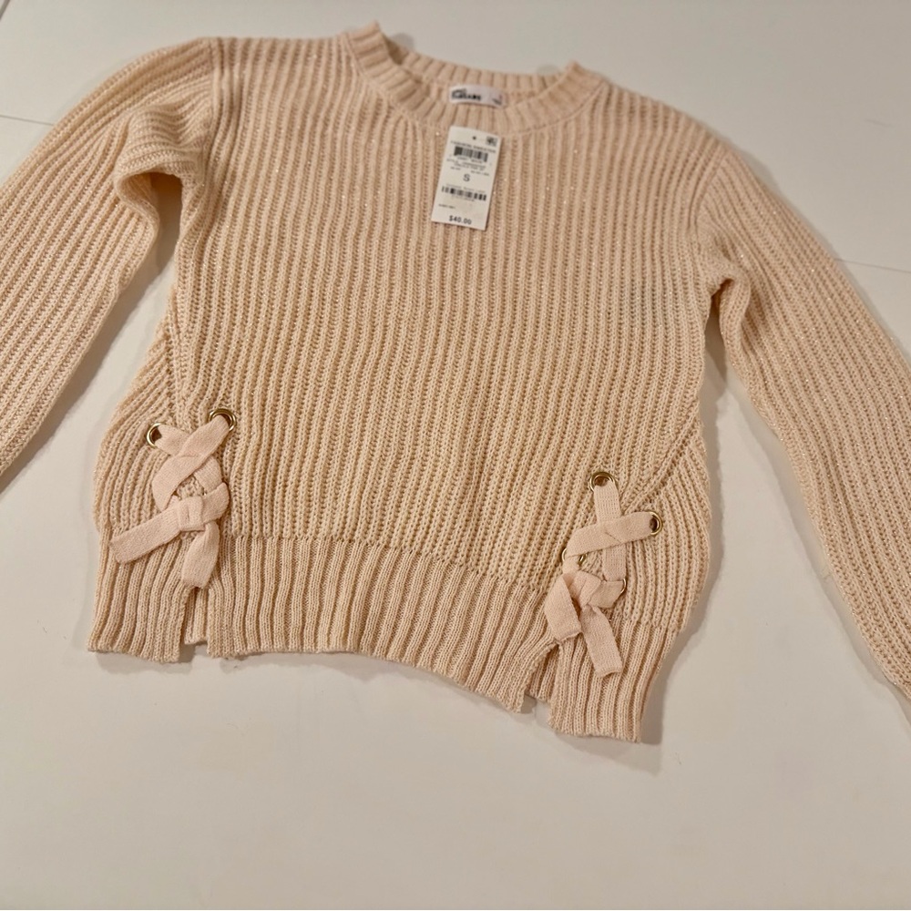 Epic Threads Girls’ Glitter Ribbed Sweater | Creole Pink | Size Small | NWT